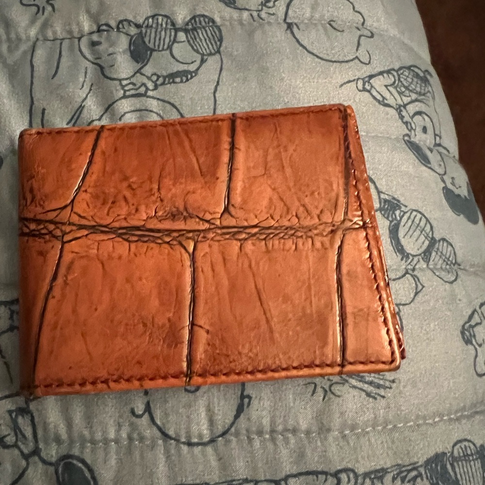 Brahmin Cognac Croc-Embossed Leather Card Wallet